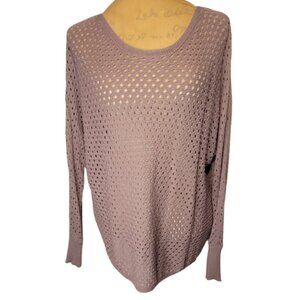 ee:some Open Crochet Romantic Lavender Batwing Boho Sweater Size M/L